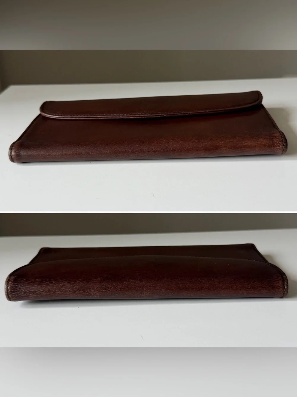 Vintage Coach 4859 Combination Wallet Checkbook – Mahogany Water Buffalo Leather